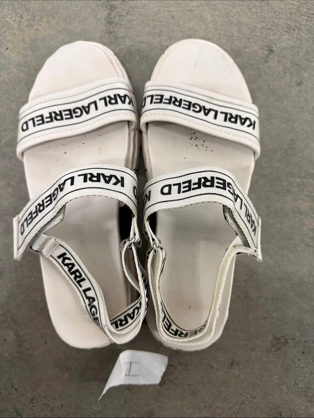 Karl Lagerfeld White Logo Strap Platform Sandals